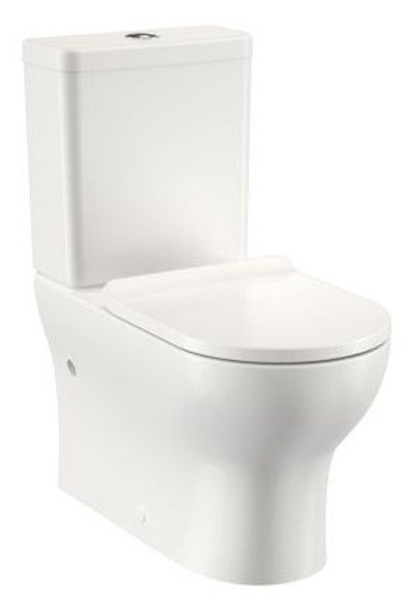 Round Back-to-Wall Close Coupled Bottom Inlet Toilet Suite w/Slimline Seat White 4Star [156787]