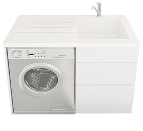 Nugleam All In One Right Hand Laundry Unit w/Overflow 1200mm White 1TH [156568]